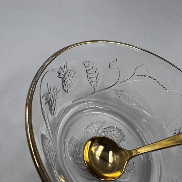 Vintage Arcopol France Sugar Dish Etched Raspberries Berry Jelly Bowl Gold Tone - Picture 10 of 10